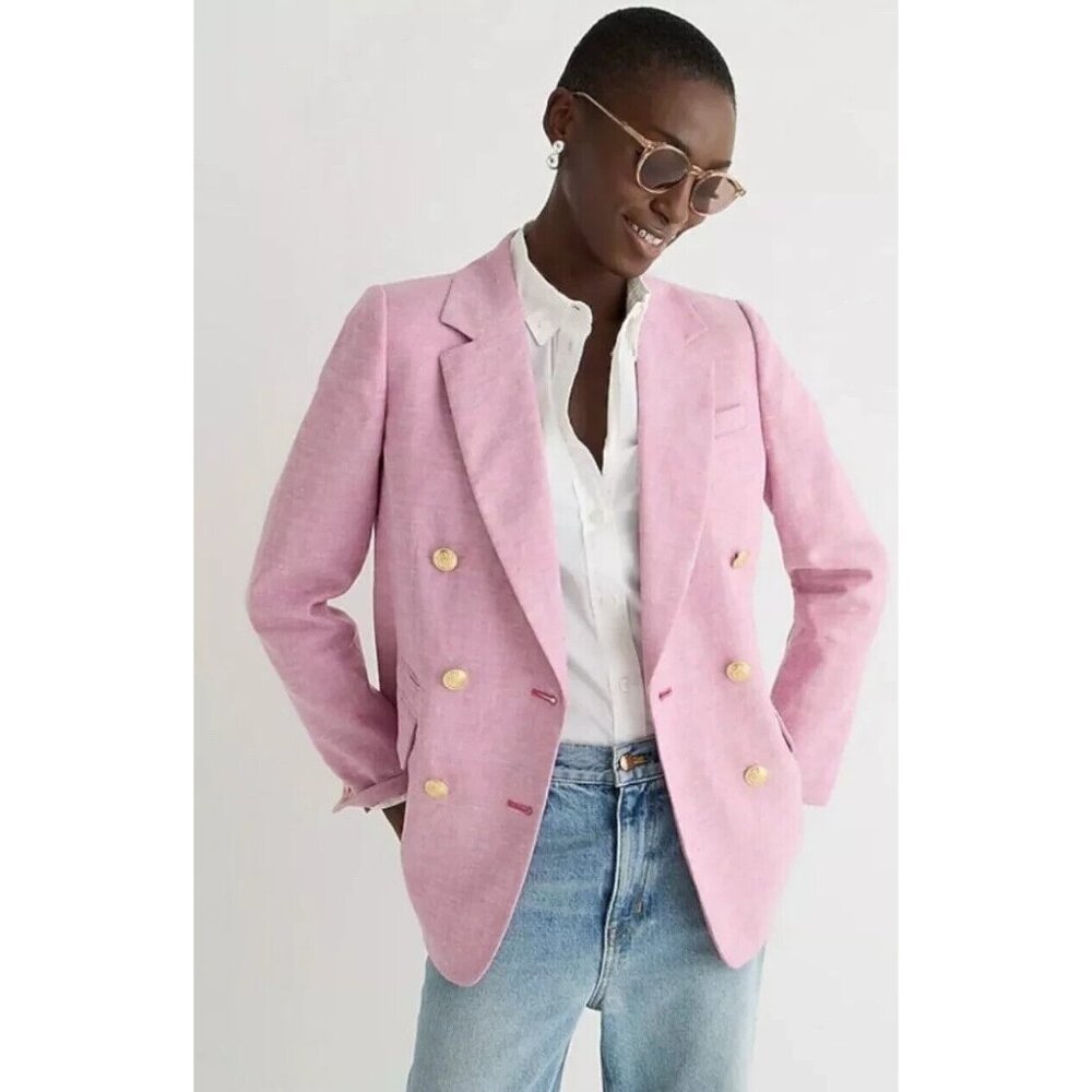 NWT J.Crew Bristol Blazer in Vintage Raspberry Pink Stretch Linen Jacket 8 - Picture 5 of 6